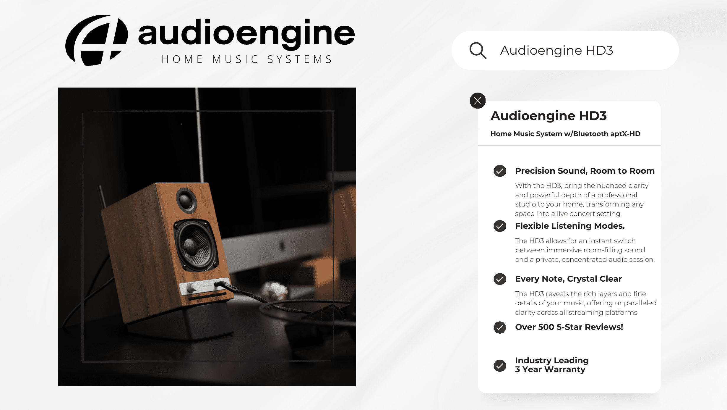Audioengine HD3 ブラック Audioengine HD3 (Black) Powered stereo speakers with Bluetooth® at
