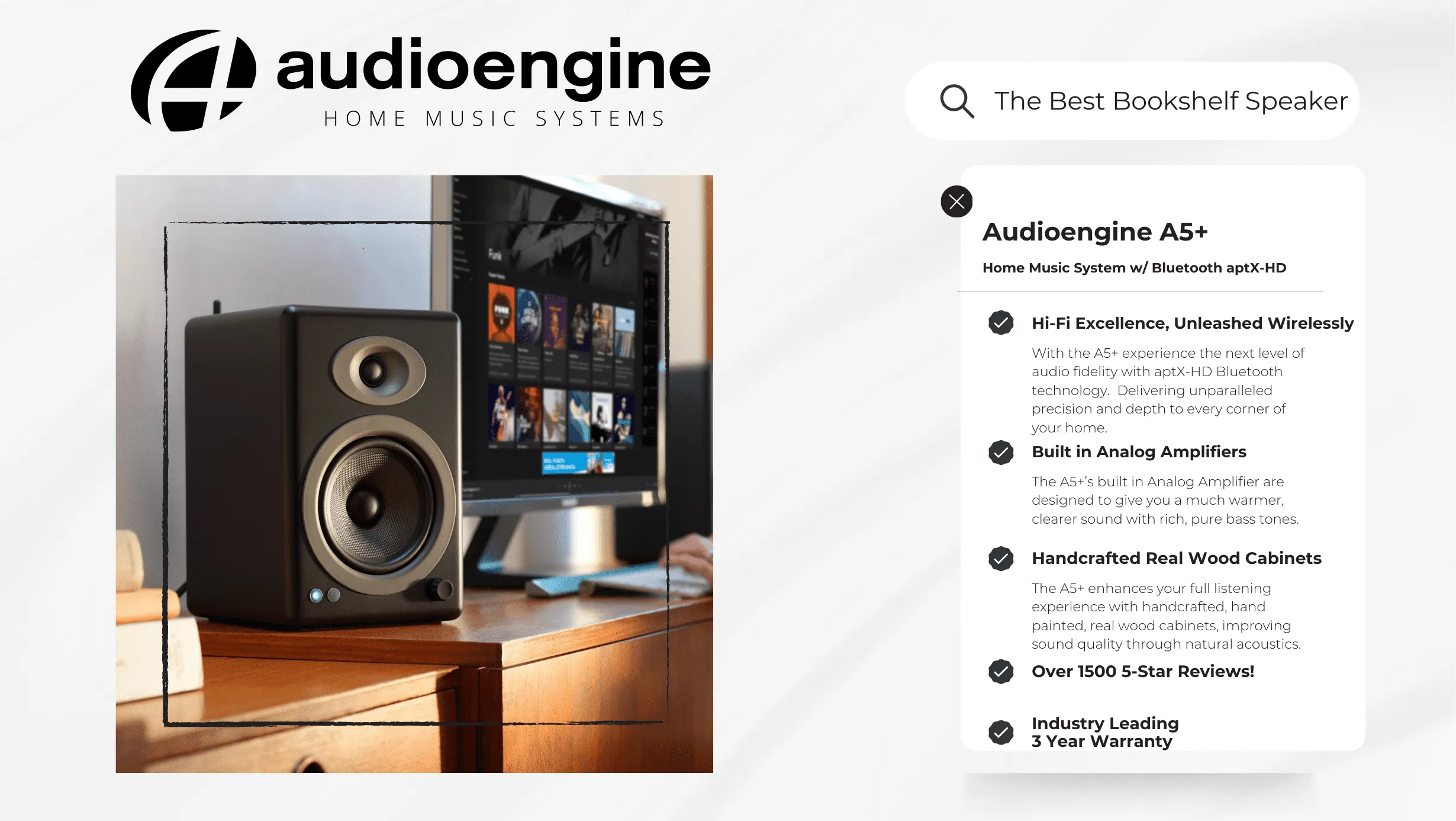 Audioengine A5+ Bluetooth ＋デスクトップスタンド Amazon.com: Audioengine A5+ Wireless Bluetooth Bookshelf Speakers
