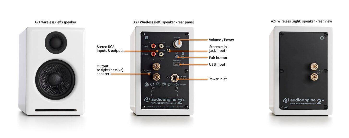 スタンド付き　audioengine 2+ wireless A2+ Next Gen Home Music System w/ Bluetooth aptX-HD — Audioengine