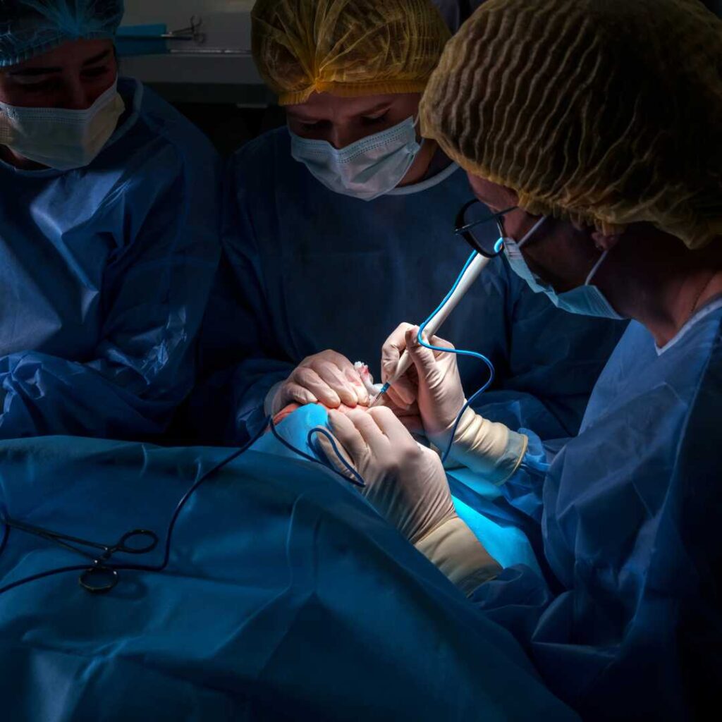 Surgeons listening to music during surgery